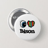 I Liebe (Herz) Bison Button (Vorne & Hinten)