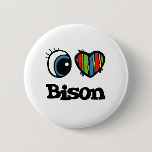 I Liebe (Herz) Bison Button