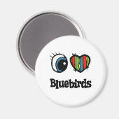 I Liebe (Herz) Bluebirds Magnet (Vorderseite/Rückseite)