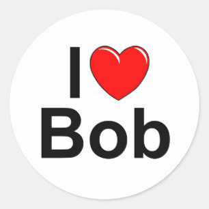 I Liebe (Herz) Bob Runder Aufkleber