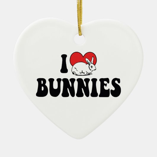 I Liebe Herz Bunny Rabbits Keramikornament (Vorne)