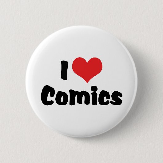 I Liebe Herz Comic - Comic Book Lover Button (Vorderseite)