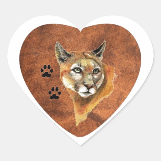 I Liebe, Herz, Cougar, Puma, Mountain Lion Animal Herz-Aufkleber (Vorderseite)