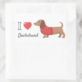 I Liebe Herz Dackel Dackel Dog Red Sweater Rechteckiger Aufkleber (Tasche)