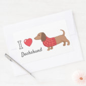 I Liebe Herz Dackel Dackel Dog Red Sweater Rechteckiger Aufkleber (Umschlag)