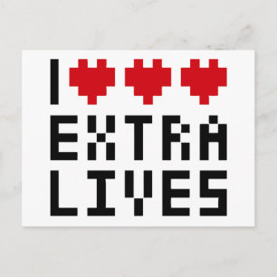 I Liebe Herz Extra Lives, Retro-Spiel Nerd Thema Postkarte
