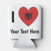 I LIEBE (herz-förmige albanische Flagge) Personali Dosenkühler (Rückseite)