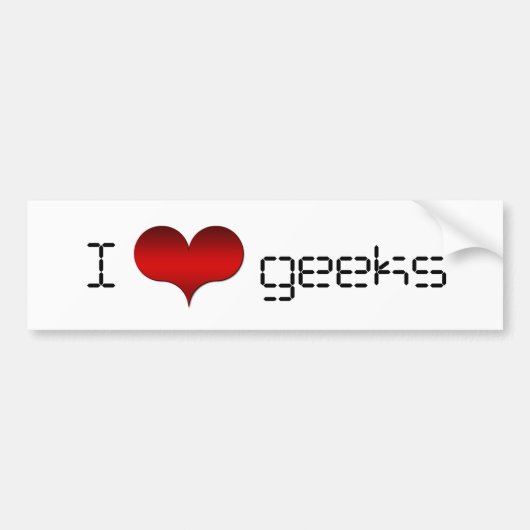 I Liebe (Herz) Geeks Autoaufkleber (Vorne)