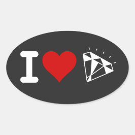 I LIEBE HERZ GEMS Kristalle Diamantensammler Ovaler Aufkleber