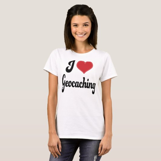 I Liebe (Herz) Geocaching T-Shirt (Vorne ganz)