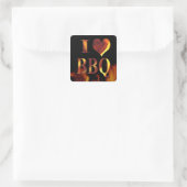 I Liebe (Herz) GRILLEN Quadratischer Aufkleber (Tasche)