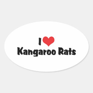 I Liebe Herz Kangaroo Rats Ovaler Aufkleber