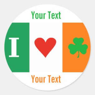 I Liebe-Herz-Kleeblatt-Irlandnamensumbau Aufkleber
