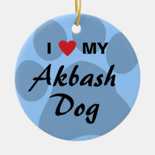 I Liebe (Herz) mein Akbash Hund Keramik Ornament