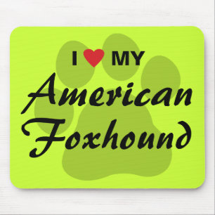 I Liebe (Herz) mein amerikanischer Foxhound Mousepad