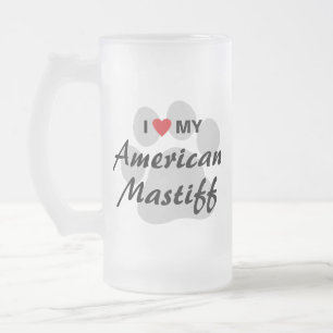 I Liebe (Herz) mein amerikanischer Mastiff Mattglas Bierglas