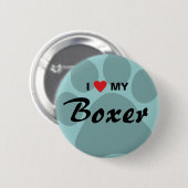 I Liebe (Herz) mein Boxer Pawprint Button (Vorne & Hinten)