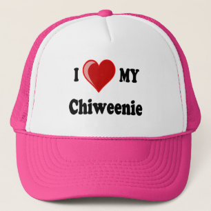 I Liebe (Herz) mein Chiweenie Hund Truckerkappe