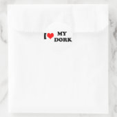 I LIEBE (HERZ) MEIN DEPP RUNDER AUFKLEBER (Tasche)