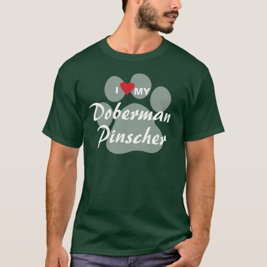 I Liebe (Herz) mein DobermannPinscher Pawprint T-Shirt (Vorderseite)