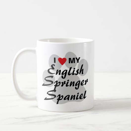 I Liebe (Herz) mein englischer SpringerSpaniel Kaffeetasse (Links)