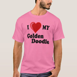 I Liebe (Herz) mein goldener Gekritzel-Hundeshirt T-Shirt