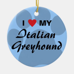 I Liebe (Herz) mein italienischer Windhund Keramik Ornament