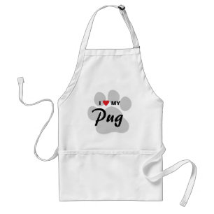 I Liebe (Herz) mein Mops Pawprint Schürze