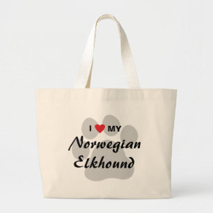 I Liebe (Herz) mein norwegisches Elkhound Jumbo Stoffbeutel