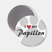 I Liebe (Herz) Mein Papillon-Druck Magnet (Vorderseite/Rückseite)