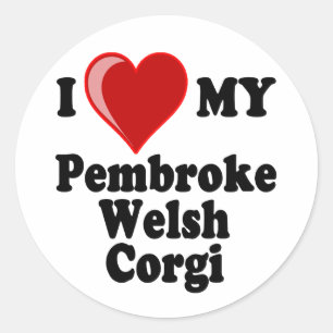 I Liebe (Herz) Mein Pembroke Welsh Corgi Dog Runder Aufkleber