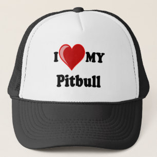 I Liebe (Herz) mein Pitbull Hund Truckerkappe