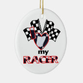 I Liebe (Herz) mein Racer Keramik Ornament (Rechts)