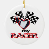I Liebe (Herz) mein Racer Keramik Ornament (Hinten)