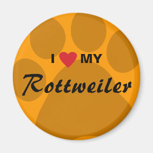 I Liebe (Herz) mein Rottweiler Pawprint Magnet