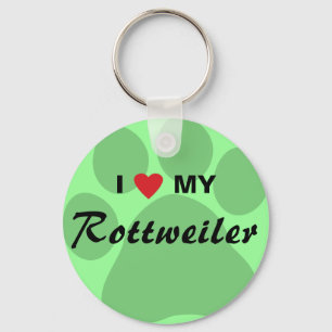 I Liebe (Herz) Mein Rottweiler Pawprint Schlüsselanhänger