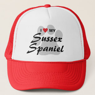 I Liebe (Herz) mein SussexSpaniel Pawprint Truckerkappe