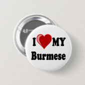 I Liebe (Herz) meine birmanische Katze Button (Vorne & Hinten)