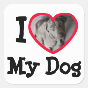 I Liebe (Herz) meine Hundepersonalisierten Quadratischer Aufkleber