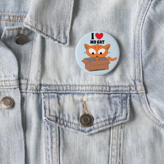 I Liebe (Herz) Meine Katze Niedlicher Cartoon Katz Button (Beispiel)