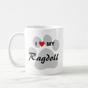 I Liebe (Herz) meine Ragdoll Katze Pawprint Kaffeetasse