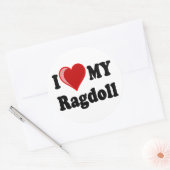 I Liebe (Herz) Meine Ragdoll Katze Runder Aufkleber (Umschlag)