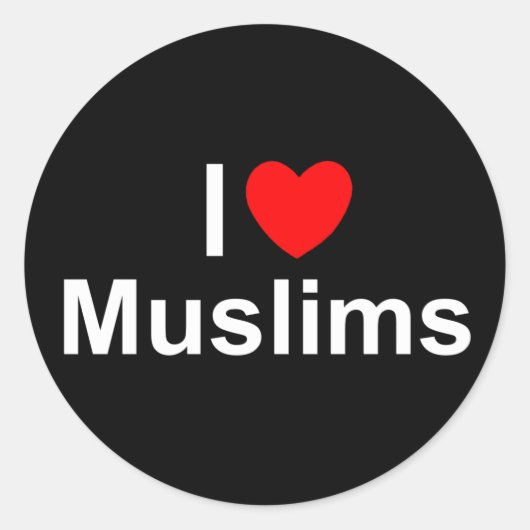 I Liebe (Herz) Muslime Runder Aufkleber (Vorderseite)