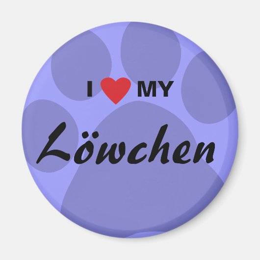I Liebe (Herz) My Lowchen Pawprint Magnet (Vorne)
