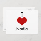 I Liebe (Herz) Nadia Postkarte (Vorne/Hinten)