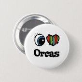 I Liebe (Herz) Orcas Button (Vorne & Hinten)