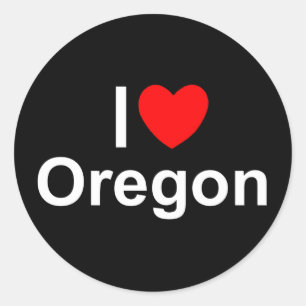 I Liebe (Herz) Oregon Runder Aufkleber