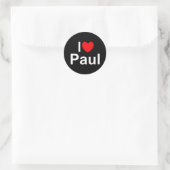 I Liebe (Herz) Paul Runder Aufkleber (Tasche)