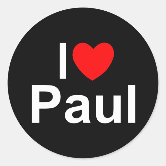 I Liebe (Herz) Paul Runder Aufkleber (Vorderseite)