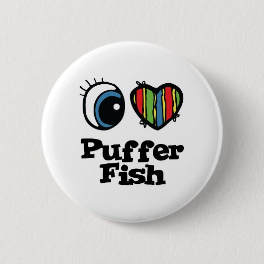 I Liebe (Herz) Puffer Fisch Button (Vorderseite)